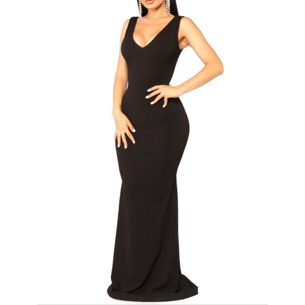 Fashion Nova Black Evening Maxi Gown